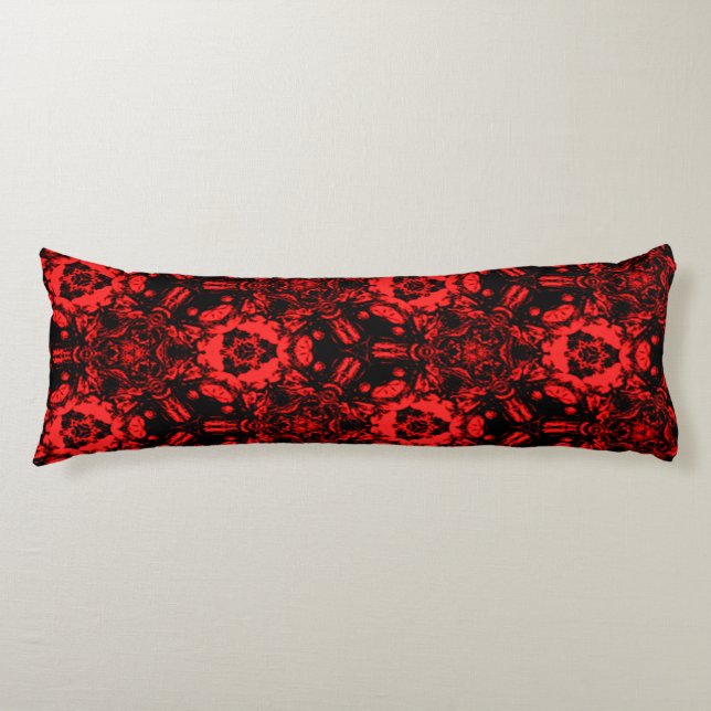 Red and Black Deep Bloom Body Pillow (Front)