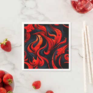 Red and Black Design Napkin