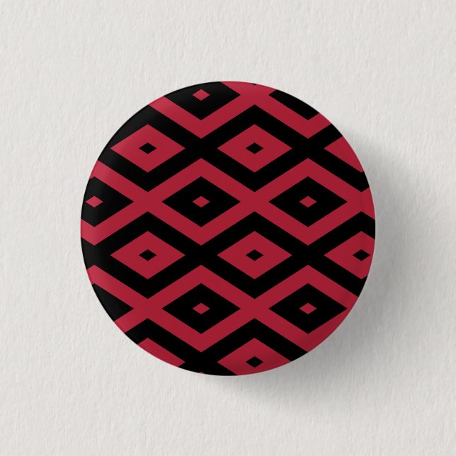 Red and black diamond pattern 1 inch round button (Front)