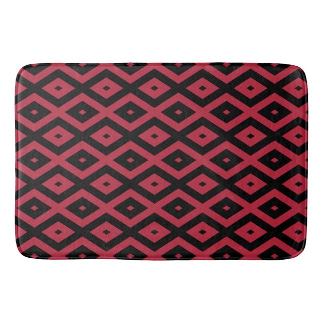 Red and black diamond pattern bath mat (Front)