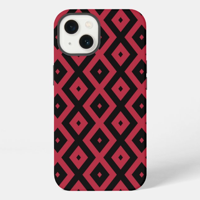 Red and black diamond pattern Case-Mate iPhone cas Case (Back)