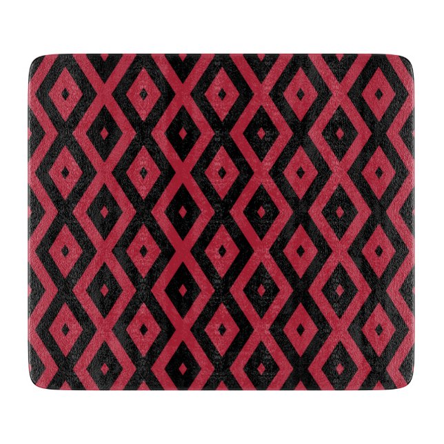 Red and black diamond pattern cutting board (Front)