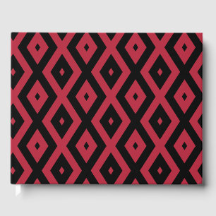 Red and black diamond pattern guest book