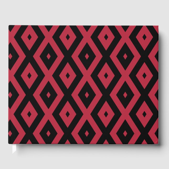 Red and black diamond pattern guest book (Front)