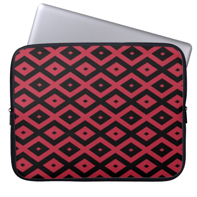 Red and black diamond pattern laptop sleeve (Front)