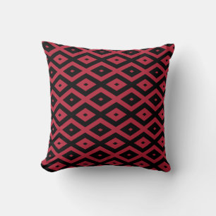 Red and black diamond pattern throw pillow