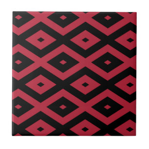 Red and black diamond pattern tile