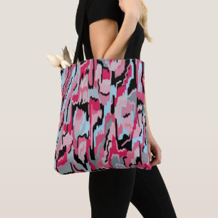 Red and Black Digital Print  Tote Bag