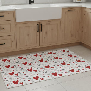 Red and Black Doodle Hearts Love Doormat