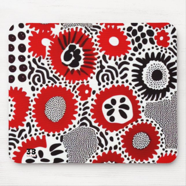 Red and Black Dots Mouse Pad (Front)