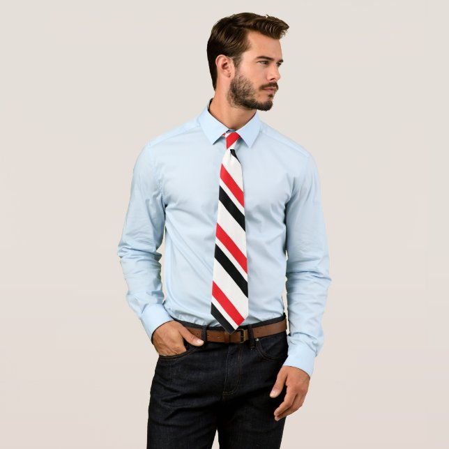 Red and Black Double Striped Tie (In Situ)
