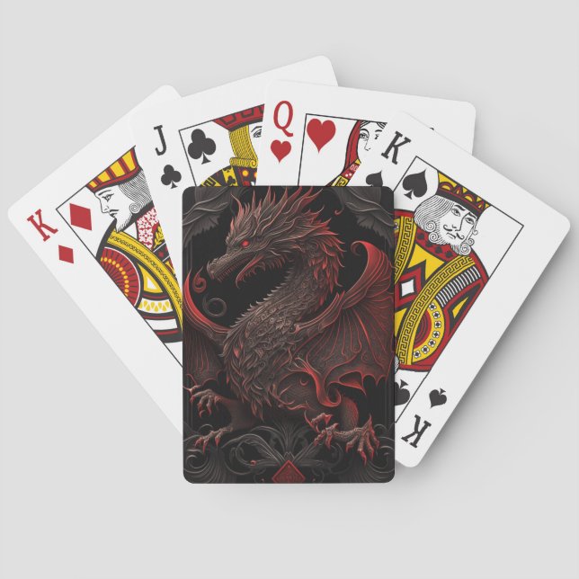 Red and Black Dragon Classic Playing Cards (Back)
