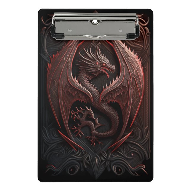 Red and Black Dragon Mini Clipboard (Front)