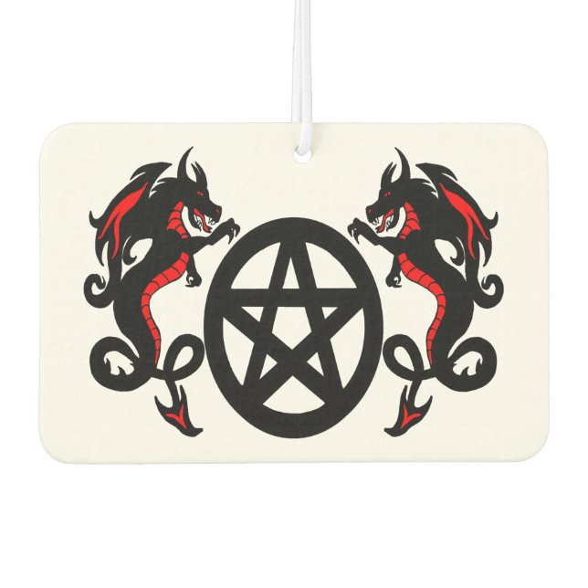 Red and Black Dragons and Pentacle Air Freshener (Front)