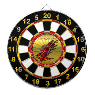 Red and black eagle hawk falcon gold foil texture dartboard