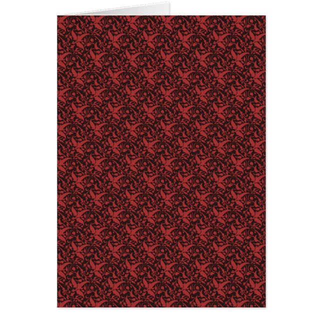 Red And Black Elegant Floral Design Card (Front)