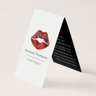 Red and Black Faux Holographic Heart Glitter Business Card