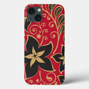 Red and Black Floral iPhone 13 Case