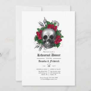 Red and Black Floral Gothic Rehearsal Dinner Invitation