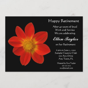 Red and Black Floral Retirement Party Invitation