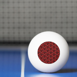 Red and Black Floral Show Ping Pong Ball