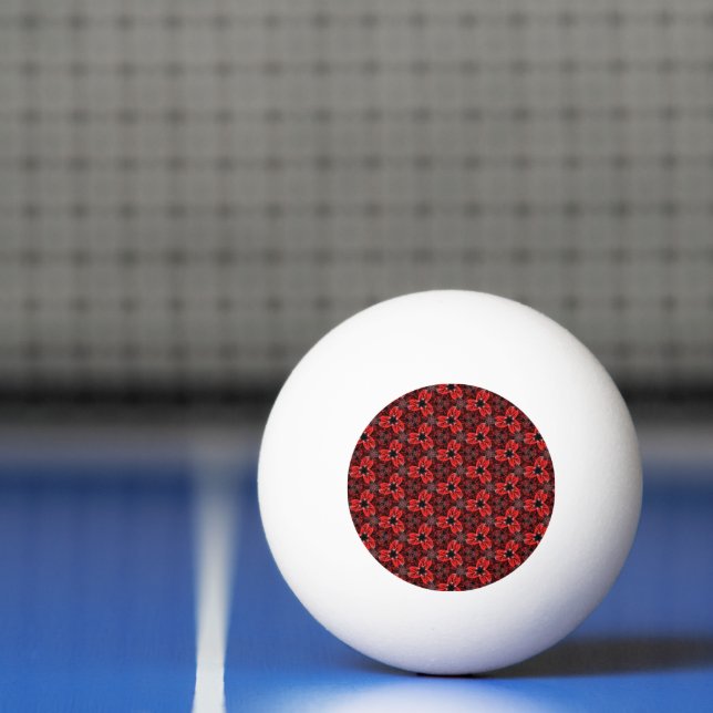 Red and Black Floral Show Ping Pong Ball (Net)