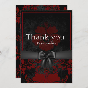 Red and black floral thank you card