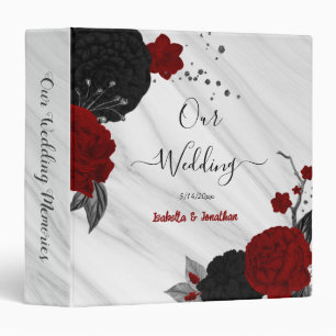 red and black floral wedding photo album binder