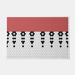 Red and Black Fringe Tile Design Doormat