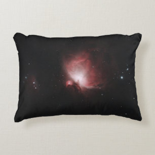 RED AND BLACK GALAXY WITH STARS ACCENT PILLOW