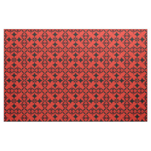Red and Black Geometric Abstract Art  Fabric