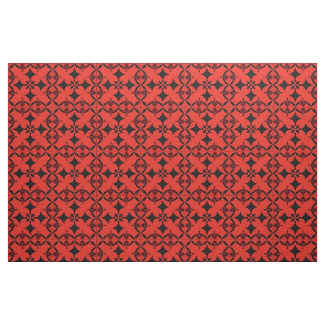 Red and Black Geometric Abstract Art  Fabric (Fat Quarter)
