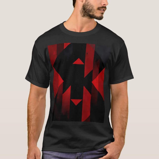 Red and Black Geometric Design T-Shirt (Front)