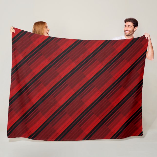 Red and Black Geometric Patchwork Quilt  Fleece Blanket (In Situ)