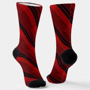 Red and Black Geometric Patchwork Quilt  Socks