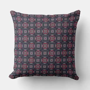 Red and Black Geometric Pattern Throw Pillow