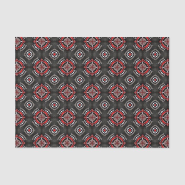 Red and Black Geometric Pattern Tissue Paper (Front)
