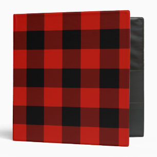 Red and Black Gingham Check Pattern Binder