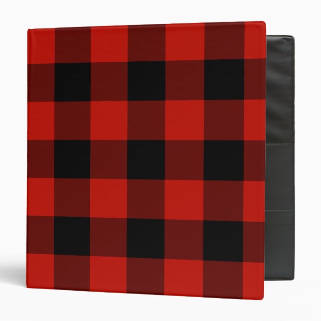 Red and Black Gingham Check Pattern Binder (Front/Inside)