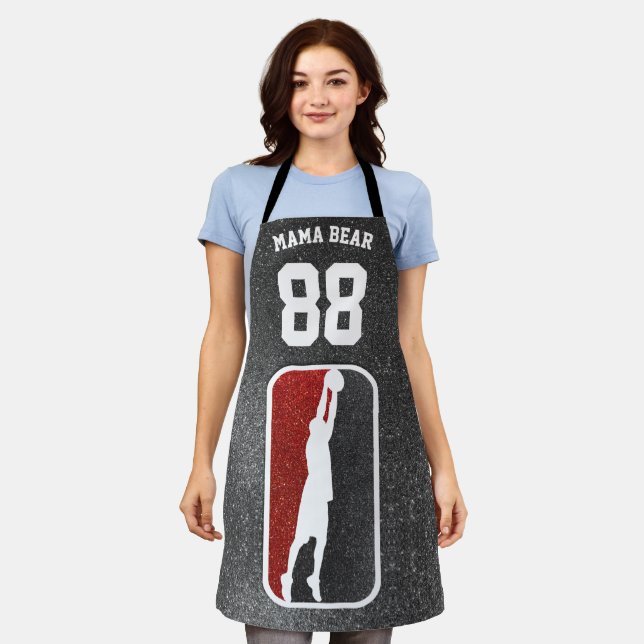 Red and Black Glitter Basketball Team Jersey Apron (Worn)