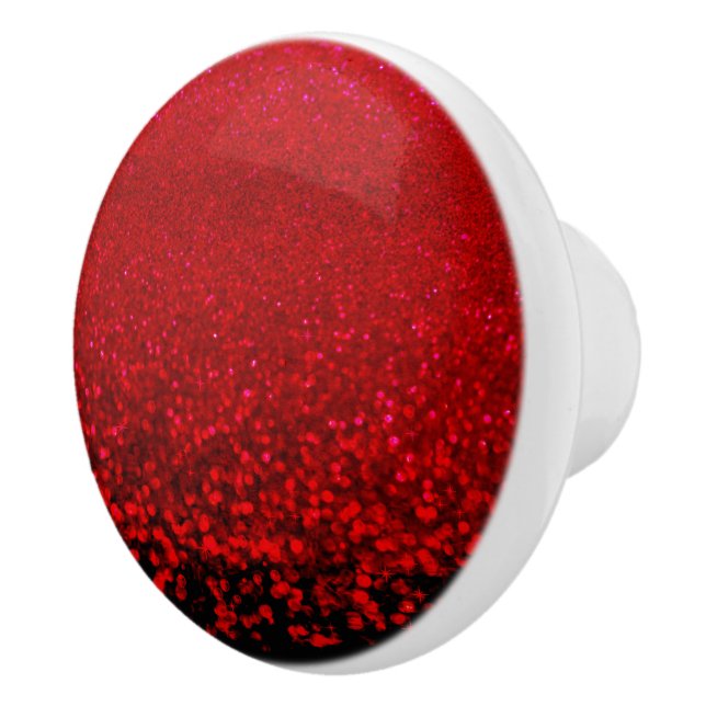 Red and black glitter Ombre Ceramic Knob (Right)