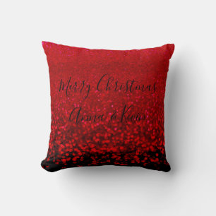 Red and black glitter Ombre Throw Pillow