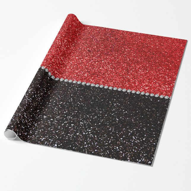 Red and black glitter wrapping paper (Unrolled)