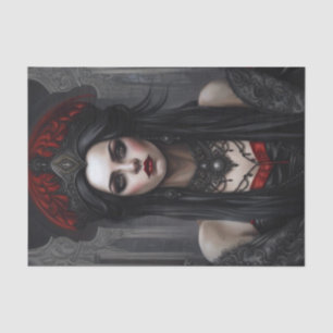 Red and Black Goth Vampire Queen Decoupage Paper 
