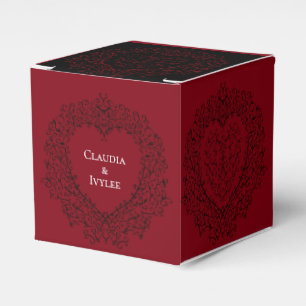 Red and Black Gothic Heart Elegant Wedding Favor Box