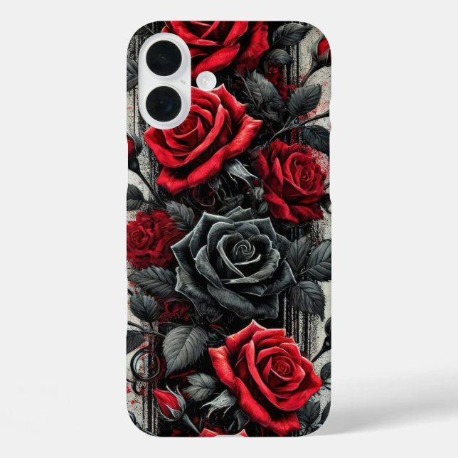 RED AND BLACK GOTHIC VALENTINE ROSES Case-Mate iPhone CASE (Back)