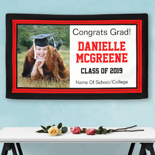 Red and Black Grad Photo Banner