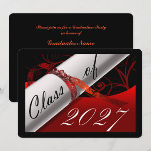 Red and Black Graduation Party Invitation