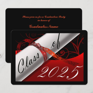 Red and Black Graduation Party Invitation
