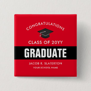 Red and Black Graduation Personalized Button